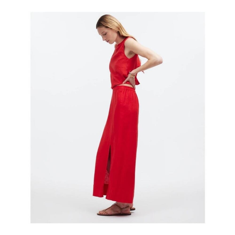 Madewell Collumn Red Linen Skirt size Large  NWT - Picture 3 of 10